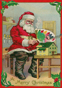 P&egrave;re No&euml;l peint une maison de f&ecirc;te